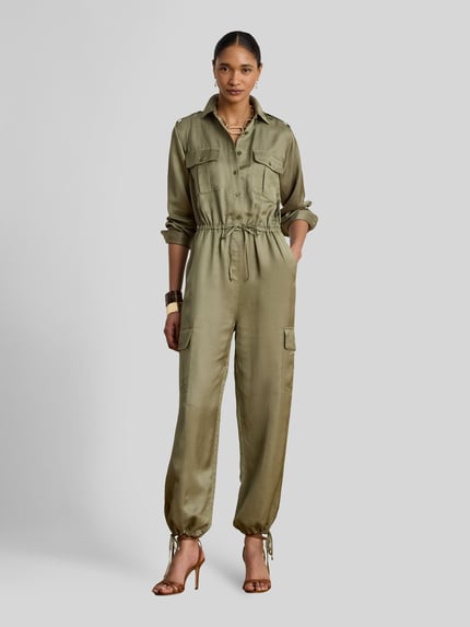Lauren Ralph Lauren Relaxed Fit Jumpsuit aus Viskose-Leinen-Mix Khaki 4