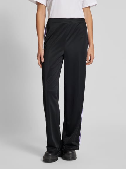 PIECES Regular fit broek met wijde pijpen, model 'FELICIA' Metallic zwart - 4
