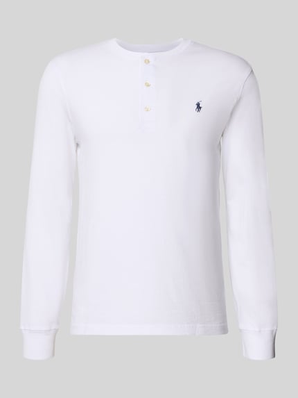 Produktfoto, wit regular fit shirt met lange mouwen van puur katoen, knoopsluiting, gladde textuur, Regular Fit Langarmshirt aus reiner Baumwolle van Polo Ralph Lauren, Heren Langarmshirt van Polo Ralph Lauren