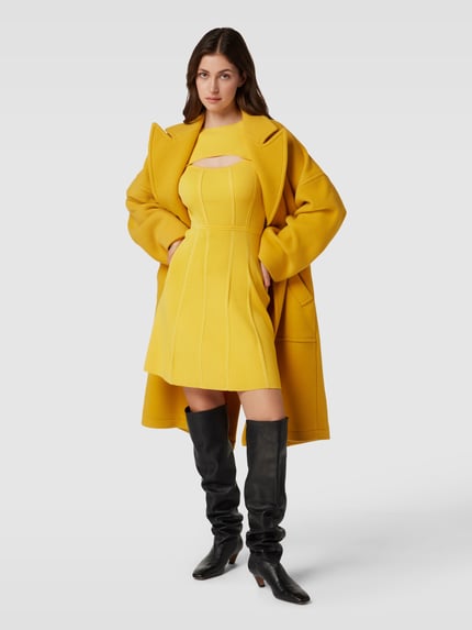 HUGO Gebreide jurk met labeldetail Mosterdgeel - 1
