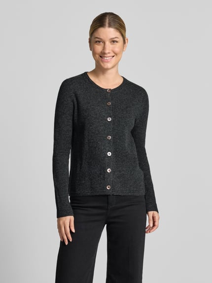 Christian Berg Woman Cardigan aus Wolle mit Rundhalsausschnitt Dunkelgrau Melange 4