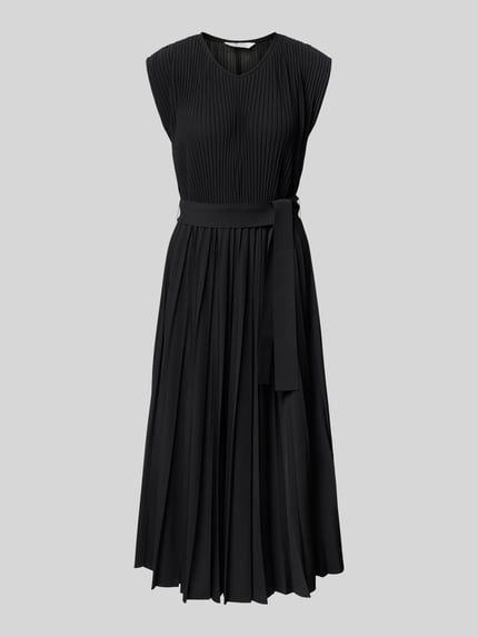 MM by Max Mara Midi-jurk met plissévouwen, model 'KISS' Zwart - 2