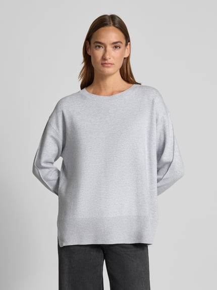 COMMA Strickpullover aus Viskose-Mix mit Rundhalsausschnitt Hellgrau 4