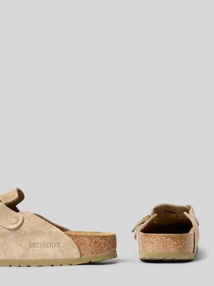 Birkenstock Kapcie skórzane ze sprzączką model ‘Boston’ Beżowy 2