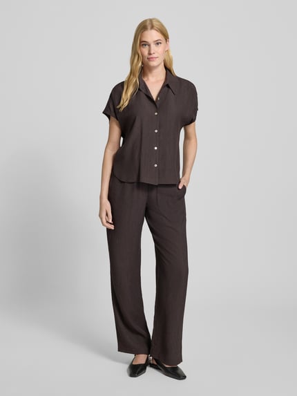 OPUS Regular Fit Blusenshirt mit Strukturmuster Modell 'Fasinga' Schoko 1