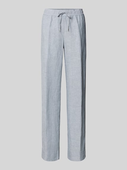 Productfoto, Regular Fit Weite Hose aus reinem Leinen Modell 'FARINA' van Brax, effen lichtgrijs, elastische taille met trekkoord, insteekzak, labelapplicatie, puur linnen, damesmode.