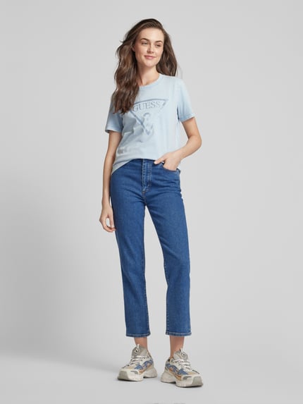 GUESS T-Shirt mit Strasssteinbesatz Hellblau 1