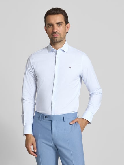 Tommy Hilfiger Tailored Fit Businesshemd aus Baumwoll-Mix Bleu 4