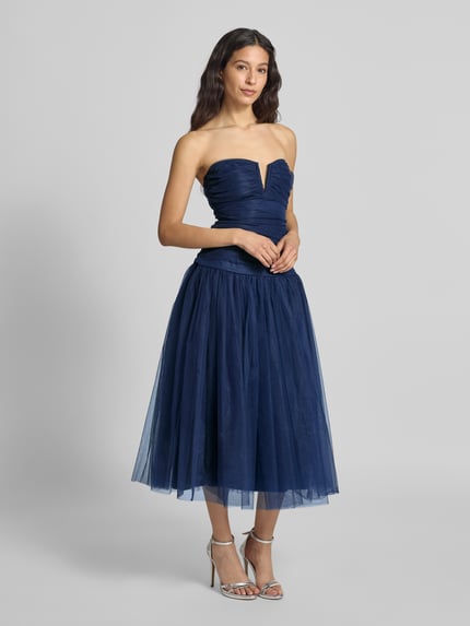 Lace & Beads Knielange cocktailjurk met V-hals Marineblauw - 1
