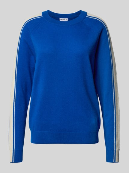 Jake*s Casual Strickpullover aus Kaschmir mit Kontraststreifen Blau 2