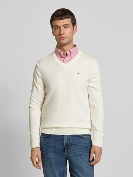 Tommy Hilfiger Regular fit pullover van een mix van katoen en kasjmier Offwhite - 4