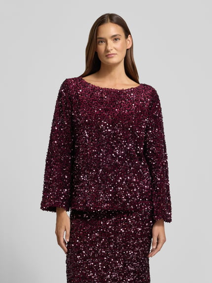 VILA Blouseshirt met pailletten, model 'FAITH' Prune - 4