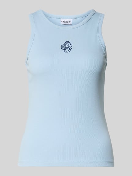 PIECES Slim Fit Top aus Baumwoll-Mix Modell 'MAY' Hellblau 2
