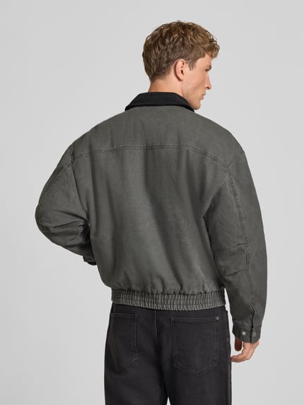 REVIEW Gewaschene Bomberjacke mit Metallverschlüssen Black 5