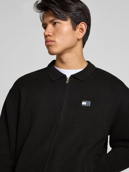 Tommy Jeans Relaxed Fit Strickjacke aus reiner Baumwolle Black 3