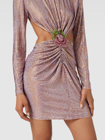 New Arrivals by Ilkyaz Ozel Cocktailjurk met siersteentjes Paars - 3