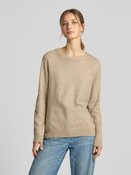 VILA Strickpullover mit Rundhalsausschnitt Modell 'Viril' Offwhite 4