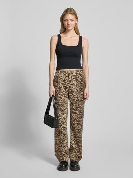PIECES Straight Fit Jeans mit 5-Pocket-Design Modell 'ALUME' Sand 1