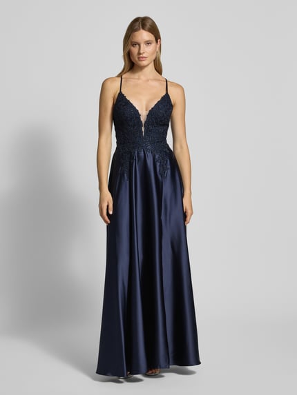 LUXUAR FASHION Abendkleid mit Herz-Ausschnitt Dunkelblau 4