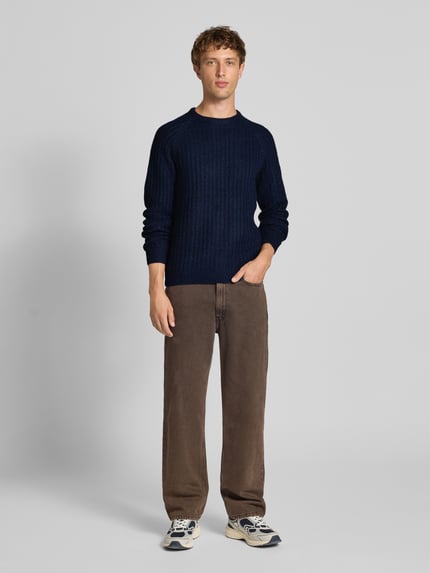 Blend Regular Fit Strickpullover mit Woll-Anteil Modell 'DEXTER' Dunkelblau 1