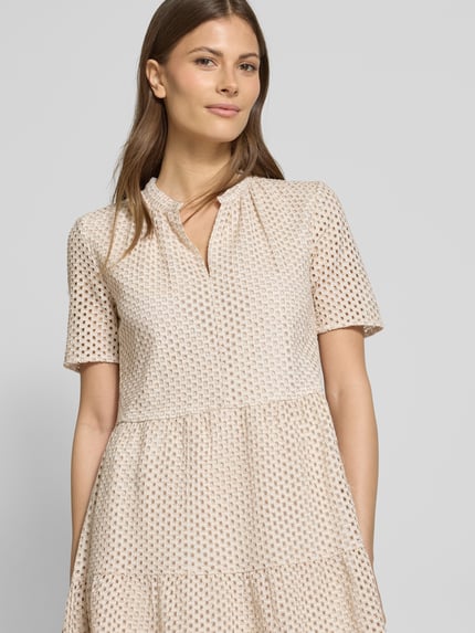 Jake*s Collection Knielanges Kleid mit Lochstickerei Offwhite 3