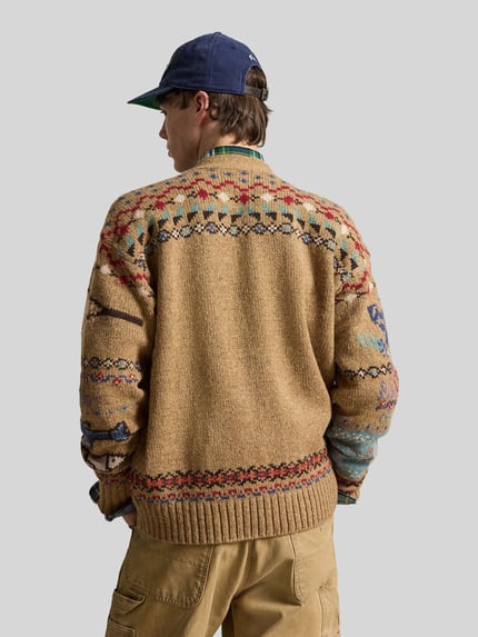 Polo Ralph Lauren Cardigan aus Wolle mit Landschaftsintarsien Beige 5
