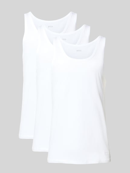 Tank Top mit Label-Detail im 3er-Pack Modell 'Modern' Shop The Look MANNEQUINE