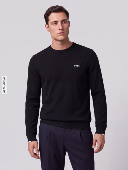 BOSS Green Regular Fit Pullover aus reiner Baumwolle Modell 'KN_Ever-X' Black 5
