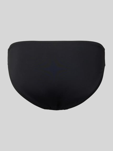 Produktfoto, Bikini-Slip mit Logo Modell 'SOLIDS' von Michael Kors aus schwarzem Material-Mix mit Stretch-Anteil, glatte Textur, körpernahe Passform