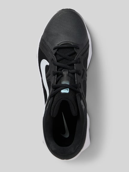 Productfoto, zwarte heren sneakers met logoprint, afgeronde pasvorm, model 'City' van Nike, vetersluiting, witte zool, hakhoogte 5 cm, schachthoogte 5 cm, schachtbreedte 6 cm