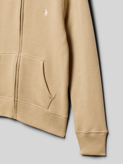 Polo Ralph Lauren Kids Sweatjack met labelstitching en kangoeroezak Kaki - 2
