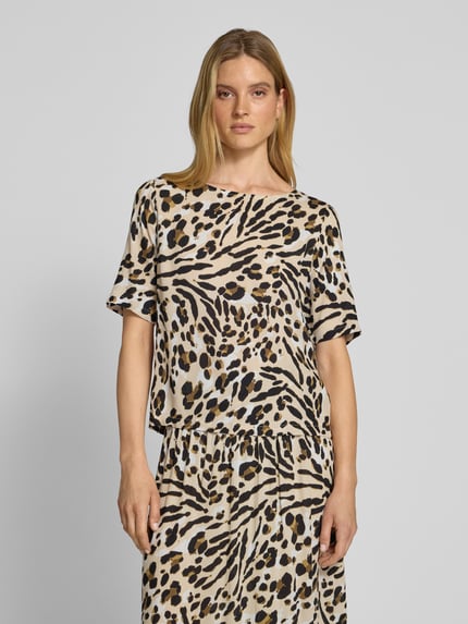 ICHI Regular fit blouse met ronde hals, model 'MARRAKECH' Beige - 4