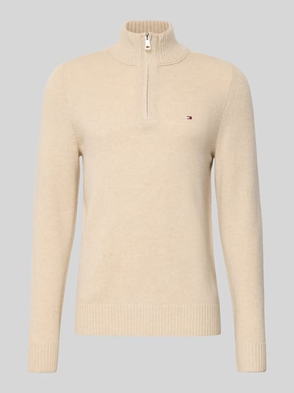 Tommy Hilfiger Regular Fit Troyer aus reiner Wolle Offwhite 2