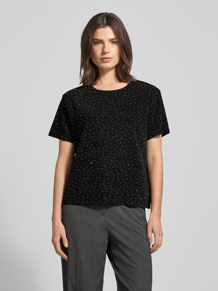 VILA T-shirt krótki z okrągłym dekoltem model ‘SILNA’ Czarny 4