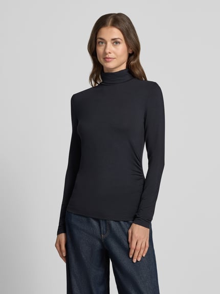 Jake*s Casual Slim Fit Langarmshirt aus Modal-Mix Black 4