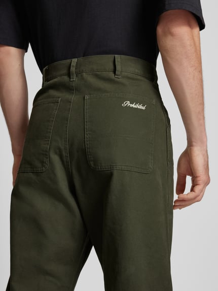 PROHIBITED Stoffen broek met steekzakken, model 'East' Donkergroen - 3