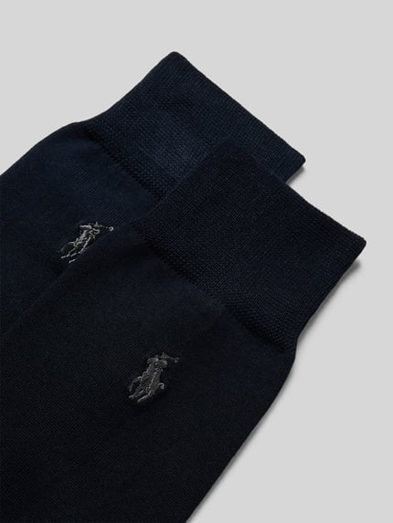 Produktfoto, Sokken im Set van 2 van Polo Ralph Lauren, katoenmix met stretch, elastische band, versterkte zones, geborduurd logo, donkerblauw.