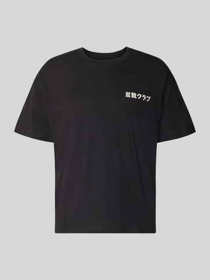 Produktfoto, Relaxed Fit T-Shirt aus reiner Baumwolle Modell "DYLAN" von JACK & JONES in Schwarz mit Print-Detail und Rundhalsausschnitt