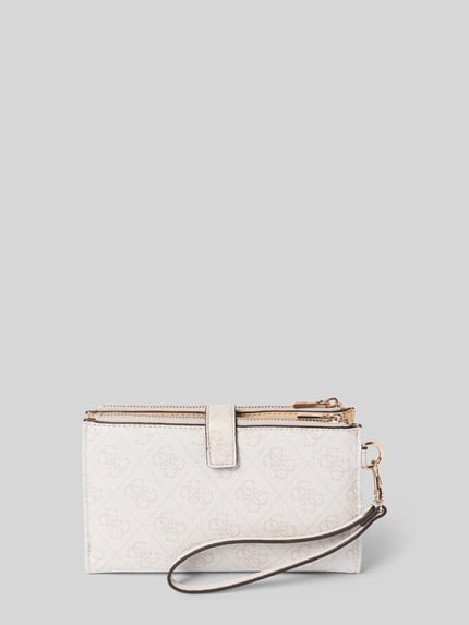 Produktfoto, Portemonnee in Leder-Optik Modell 'LAUREL' van GUESS, wit met Logodetail, Hoofdvak met drukknoopsluiting, rits- en steekvakken