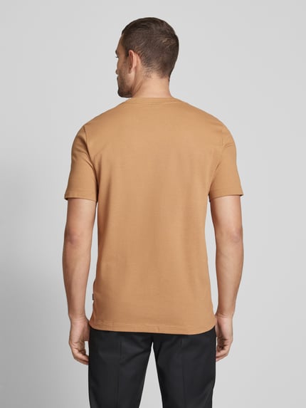 BOSS T-Shirt mit geripptem Rundhalsausschnitt Modell 'TIBURT' Beige 5