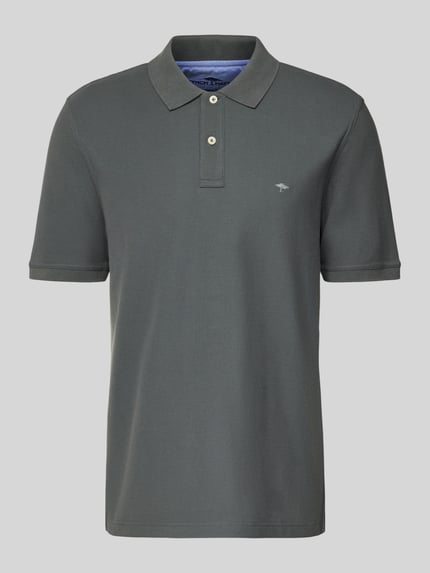 Produktfoto, Regular Fit Poloshirt mit Label-Stitching von Fynch-Hatton, puur katoen, polokraag, korte knoopsluiting, ruglengte maat M 74 cm