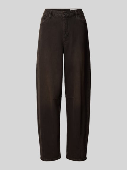 s.Oliver RED LABEL Regular Fit Barrel Jeans mit Bundfalte Dunkelbraun 1