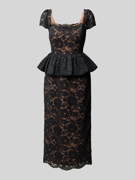 Self-Portrait Abendkleid mit Spitzen Schößchen Black 2