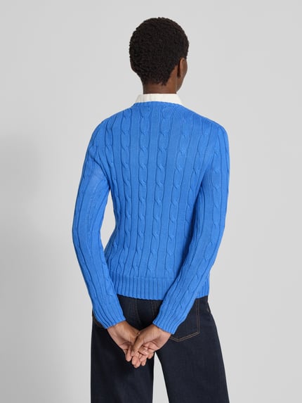 Polo Ralph Lauren Sweter z dzianiny ze ściegiem warkoczowym model ‘JULIANNA’ Błękitny 5