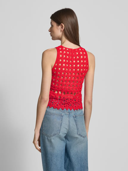 MANGO Häkeltop mit Rundhalsausschnitt Modell 'KLEES' Rot 5
