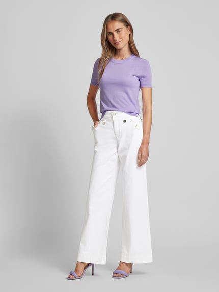 Marc Cain Wide leg jeans met sierknopen Offwhite - 1