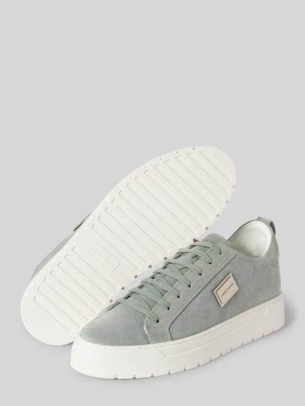 Antony Morato Sneakers van leer met labeldetail Lindegroen - 4