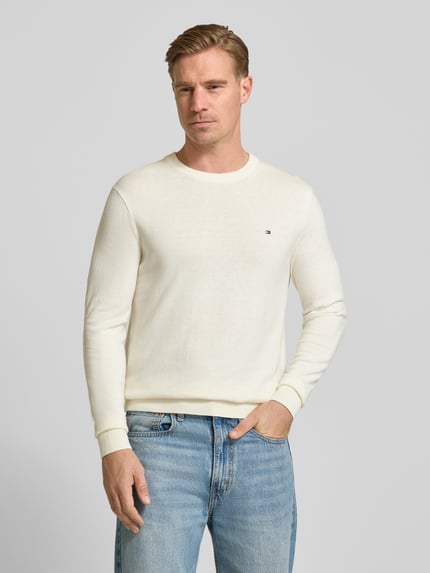 Tommy Hilfiger Regular fit gebreide pullover van een mix van katoen en kasjmier Offwhite - 4