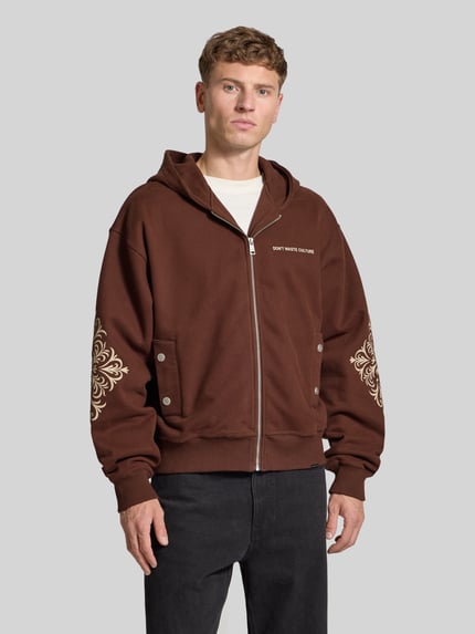 Don´t Waste Culture Bluza rozpinana z detalem z logo model ‘Rhegan’ Średniobrązowy 4