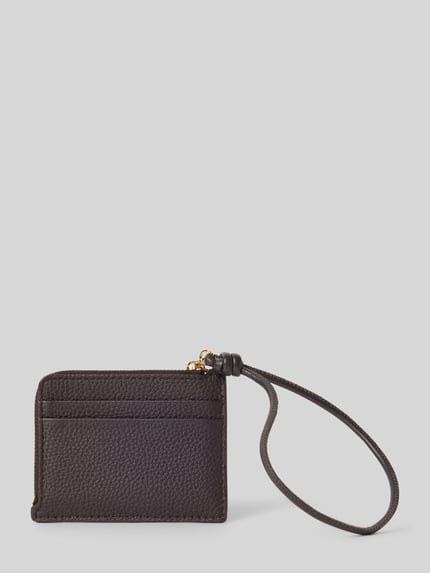 Produktfoto, Kartenetui mit Reißverschlussfach Modell 'JET SET' von MICHAEL Michael Kors aus schwarzem Leder mit Einsteckfächern und Trageschlaufe.